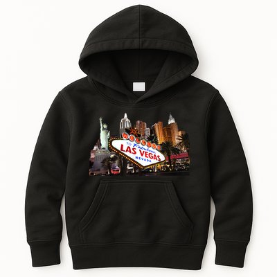 Las Vegas Famous Sign Strip Building Skyline Souvenir Kids Hoodie
