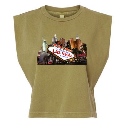 Las Vegas Famous Sign Strip Building Skyline Souvenir Garment-Dyed Women's Muscle Tee