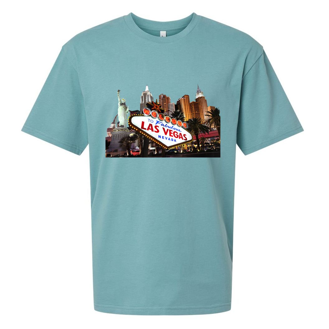 Las Vegas Famous Sign Strip Building Skyline Souvenir Sueded Cloud Jersey T-Shirt