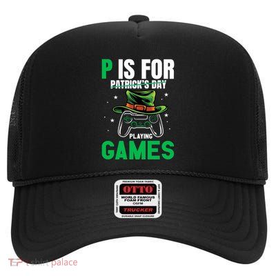 Lucky Video Gamer Irish Gaming St Patricks Day Meaningful Gift High Crown Mesh Back Trucker Hat