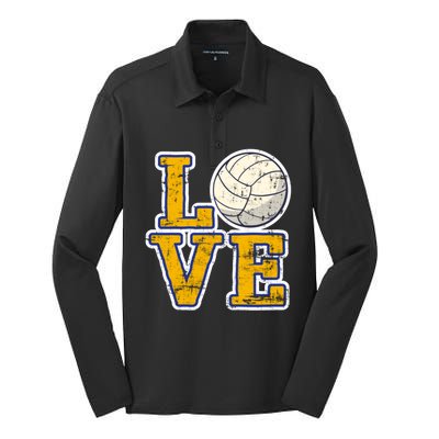 Love Volleyball Gift Silk Touch Performance Long Sleeve Polo