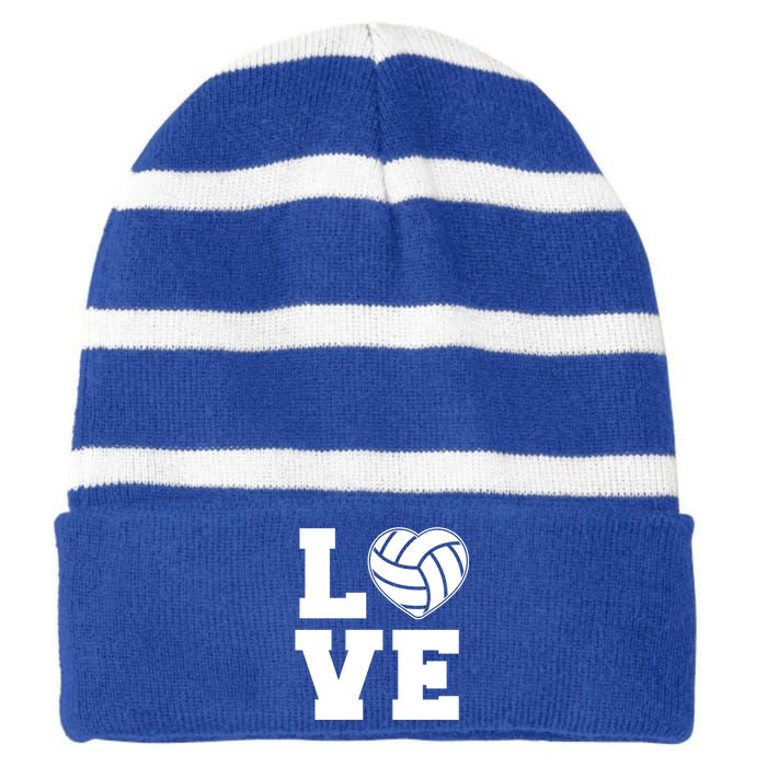 Love Volleyball Gift Striped Beanie with Solid Band