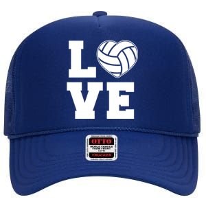 Love Volleyball Gift High Crown Mesh Back Trucker Hat