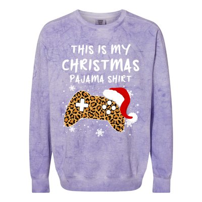 Leopard Video Game Santa Hat This Is My Christmas Pajama Cool Gift Colorblast Crewneck Sweatshirt