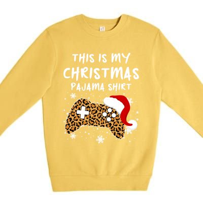 Leopard Video Game Santa Hat This Is My Christmas Pajama Cool Gift Premium Crewneck Sweatshirt