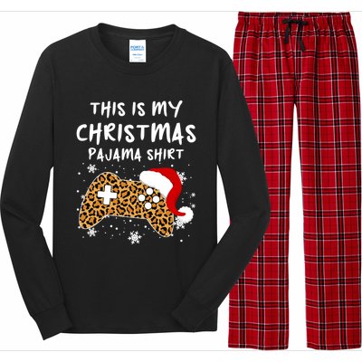 Leopard Video Game Santa Hat This Is My Christmas Pajama Cool Gift Long Sleeve Pajama Set