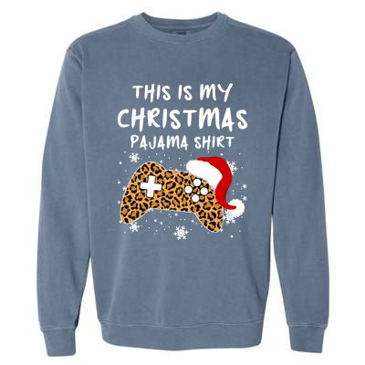 Leopard Video Game Santa Hat This Is My Christmas Pajama Cool Gift Garment-Dyed Sweatshirt