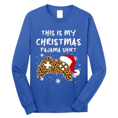 Leopard Video Game Santa Hat This Is My Christmas Pajama Cool Gift Long Sleeve Shirt