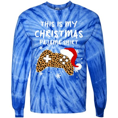 Leopard Video Game Santa Hat This Is My Christmas Pajama Cool Gift Tie-Dye Long Sleeve Shirt