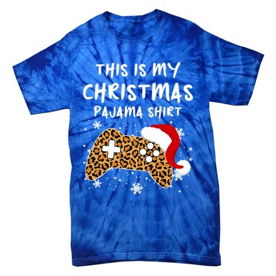 Leopard Video Game Santa Hat This Is My Christmas Pajama Cool Gift Tie-Dye T-Shirt