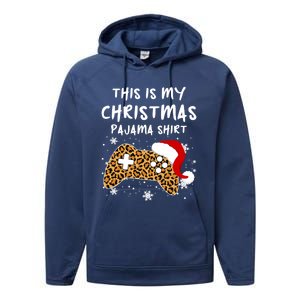 Leopard Video Game Santa Hat This Is My Christmas Pajama Cool Gift Performance Fleece Hoodie