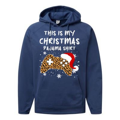 Leopard Video Game Santa Hat This Is My Christmas Pajama Cool Gift Performance Fleece Hoodie