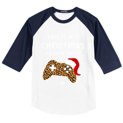 Leopard Video Game Santa Hat This Is My Christmas Pajama Cool Gift Baseball Sleeve Shirt