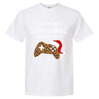 Leopard Video Game Santa Hat This Is My Christmas Pajama Cool Gift Garment-Dyed Heavyweight T-Shirt