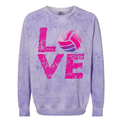 Love Volleyball Gifts For Volleyball Fans Teen Girl Wo Colorblast Crewneck Sweatshirt