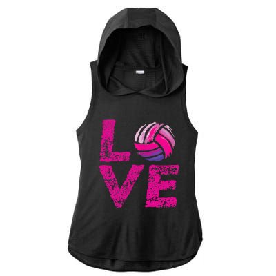 Love Volleyball Gifts For Volleyball Fans Teen Girl Wo Ladies PosiCharge Tri-Blend Wicking Draft Hoodie Tank