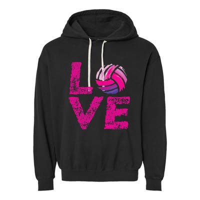 Love Volleyball Gifts For Volleyball Fans Teen Girl Wo Garment-Dyed Fleece Hoodie