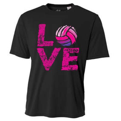 Love Volleyball Gifts For Volleyball Fans Teen Girl Wo Cooling Performance Crew T-Shirt