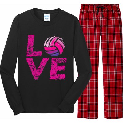 Love Volleyball Gifts For Volleyball Fans Teen Girl Wo Long Sleeve Pajama Set