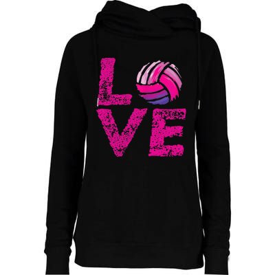 Love Volleyball Gifts For Volleyball Fans Teen Girl Wo Womens Funnel Neck Pullover Hood