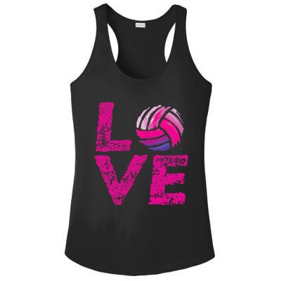 Love Volleyball Gifts For Volleyball Fans Teen Girl Wo Ladies PosiCharge Competitor Racerback Tank