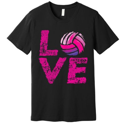 Love Volleyball Gifts For Volleyball Fans Teen Girl Wo Premium T-Shirt