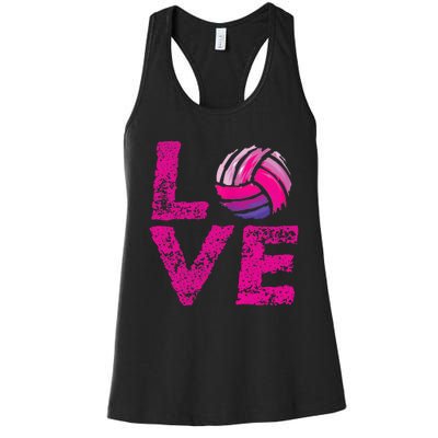 Love Volleyball Gifts For Volleyball Fans Teen Girl Wo Women's Racerback Tank