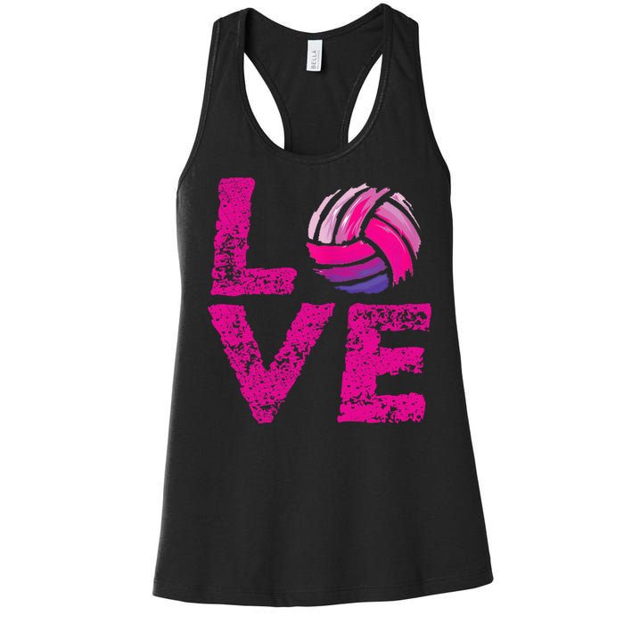 Love Volleyball Gifts For Volleyball Fans Teen Girl Wo Women's Racerback Tank