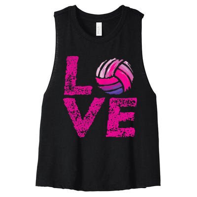 Love Volleyball Gifts For Volleyball Fans Teen Girl Wo Women's Racerback Cropped Tank