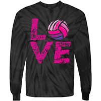 Love Volleyball Gifts For Volleyball Fans Teen Girl Wo Tie-Dye Long Sleeve Shirt