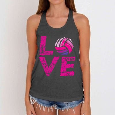 Love Volleyball Gifts For Volleyball Fans Teen Girl Wo Women's Knotted Racerback Tank