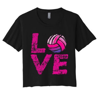 Love Volleyball Gifts For Volleyball Fans Teen Girl Wo Women's Crop Top Tee