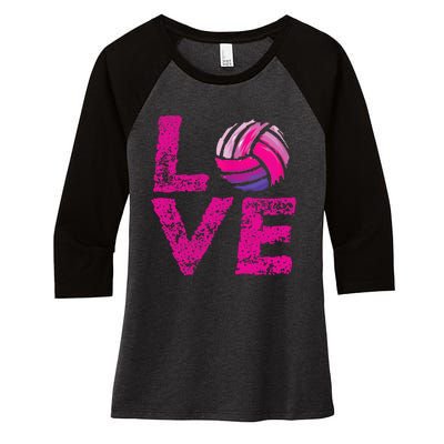 Love Volleyball Gifts For Volleyball Fans Teen Girl Wo Women's Tri-Blend 3/4-Sleeve Raglan Shirt