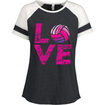 Love Volleyball Gifts For Volleyball Fans Teen Girl Wo Enza Ladies Jersey Colorblock Tee