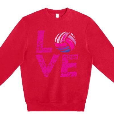 Love Volleyball Gifts For Volleyball Fans Teen Girl Wo Premium Crewneck Sweatshirt