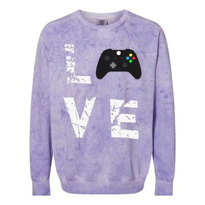 Love Video Games Valentine's Day Funny Colorblast Crewneck Sweatshirt