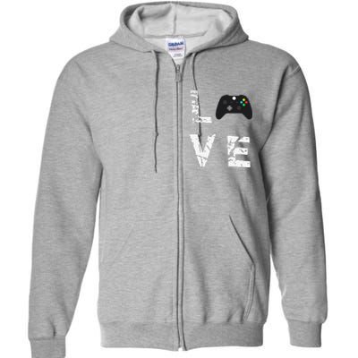 Love Video Games Valentine's Day Funny Full Zip Hoodie