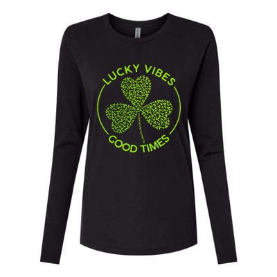 Lucky Vibes Good Times Saint Patrick's Day Womens Cotton Relaxed Long Sleeve T-Shirt