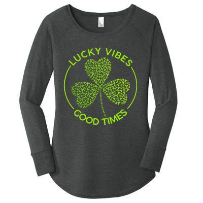 Lucky Vibes Good Times Saint Patrick's Day Women's Perfect Tri Tunic Long Sleeve Shirt