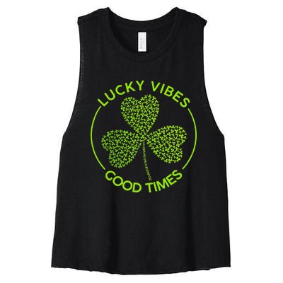 Lucky Vibes Good Times Saint Patrick's Day Women's Racerback Cropped Tank