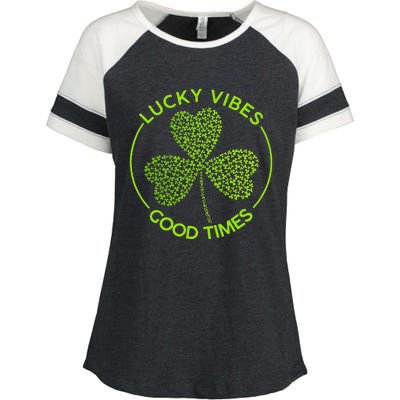 Lucky Vibes Good Times Saint Patrick's Day Enza Ladies Jersey Colorblock Tee