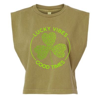 Lucky Vibes Good Times Saint Patrick's Day Garment-Dyed Women's Muscle Tee