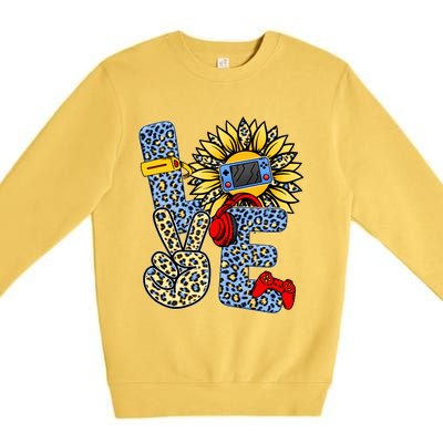 Love Video Game Gamer Leopard Sunflower Graphic Plus Size Premium Crewneck Sweatshirt