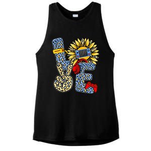 Love Video Game Gamer Leopard Sunflower Graphic Plus Size Ladies PosiCharge Tri-Blend Wicking Tank