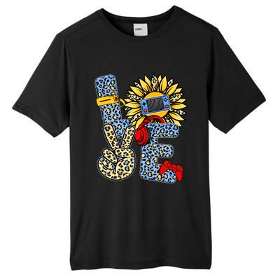 Love Video Game Gamer Leopard Sunflower Graphic Plus Size Tall Fusion ChromaSoft Performance T-Shirt