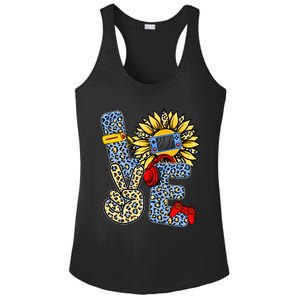 Love Video Game Gamer Leopard Sunflower Graphic Plus Size Ladies PosiCharge Competitor Racerback Tank