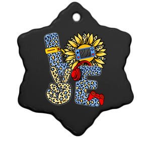 Love Video Game Gamer Leopard Sunflower Graphic Plus Size Ceramic Star Ornament