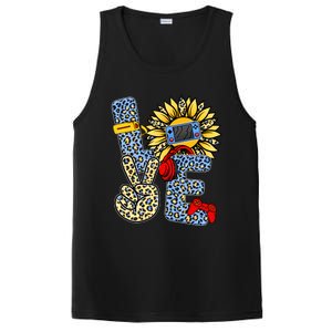 Love Video Game Gamer Leopard Sunflower Graphic Plus Size PosiCharge Competitor Tank