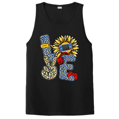 Love Video Game Gamer Leopard Sunflower Graphic Plus Size PosiCharge Competitor Tank