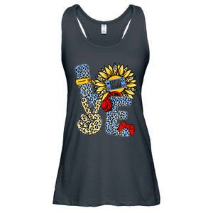 Love Video Game Gamer Leopard Sunflower Graphic Plus Size Ladies Essential Flowy Tank